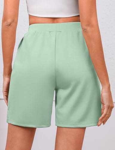 Quenteen Womens Air Layer Shorts Casual Summer Loose Athletic Short Lounge Running Shorts with Pockets Mint Green - Thumbnail 2