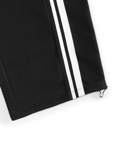 Aelfric Eden Barrel Sweatpants for Mens Side Striped Drawstring Elastic Waisted Wide Leg Lounge Pants with Pockets Black Small - Thumbnail 6