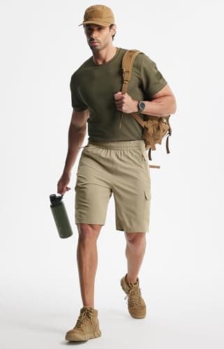Libin Men's Hiking Cargo Shorts Lightweight Quick Dry Athletic Casual Shorts for Golf Outdoor Active Zipper Pockets, Khaki, XX-Large - Thumbnail 2