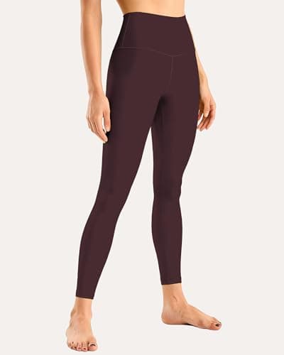 Buttery Soft Second-Skin High Waisted 7/8 Leggings for Women Espresso Brown - Thumbnail 4
