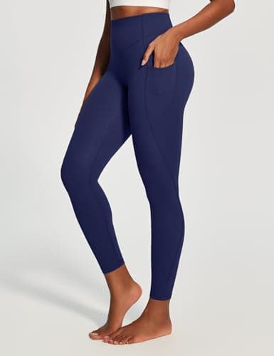 IUGA Scrunch Butt Lifting Leggings for Women Workout Tummy Control No Front Seam Compression Leggings with Pockets Yoga Pants Navy Blue - Thumbnail 2