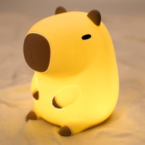 UNEEDE Cute Capybara Night Light, Novelty Animal Silicone Nursery Night Light Rechargeable Table Bedside Lamp with Touch Sensor for Bedroom Living Room Squishy Capybara Stuff Boys Girls Gifts - Image 1