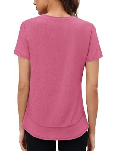 3rd hill Womens Workout Tops Short Sleeve Crewneck Sports Yoga Running Shirts Quick Dry Outfits Pink M - Thumbnail 6