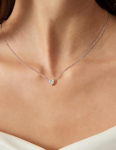 EAMTI 925 Sterling Silver Heart Necklace for Women Cubic Zirconia Necklace Halo CZ Pendant Dainty Jewelry Gifts for Women Extenders with Lobster Clasp Gifts for Women Anniversary Day/Valentine’s Day - Thumbnail 4