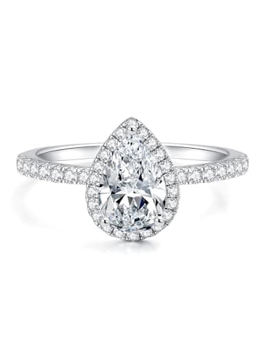 IMOLOVE Pear Shaped Engagement Ring, Moissanite Rings for Women 2CT D Color VVS1 Clarity Teardrop Halo Promise Rings in Sterling Silver with 18K Gold Plated Size 9.5 - Image 1