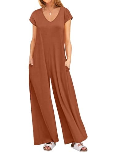 ANRABESS Jumpsuits for Women 2026 Summer Casual Loose Cap Sleeve Crewneck Wide Leg Rompers Jumper One Piece Beach Outfits