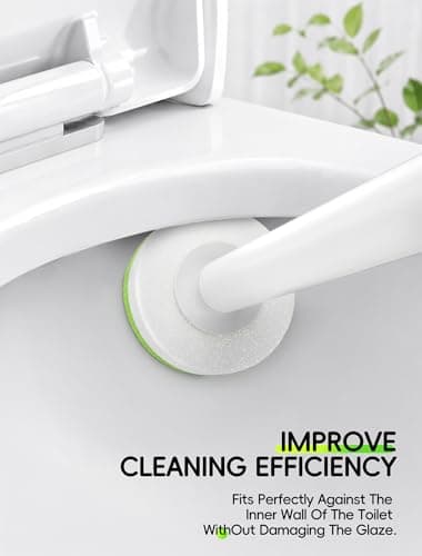 Wall Mounted Disposable Toilet Brush System with Holder, Toilet Bowl Cleaning Wand with Green Refills and One-Button Release (36 Refills) - Thumbnail 5