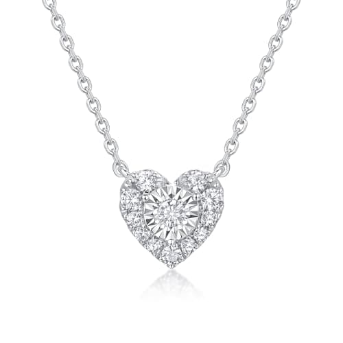 Sytaehi Sterling Silver Heart Cut Lab Grown Diamond Halo Pendant Necklace, Chain Included，Chain Included,ideal gift for anniversaries, birthdays, or any milestone celebration - Image 1