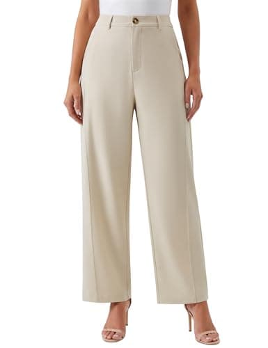 Blooming Jelly Womens Wide Leg Work Pants Barrel Elastic High Waist Stretchy Trousers Ladies Trendy Business Casual Office Slacks (Small, Apricot) - Image 1