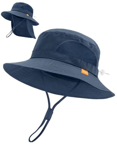 FURTALK Baby Toddler Sun Hat Bucket Hat with Neck Flap Wide Brim Hats Beach Vacation Essentials Navy - Image 1