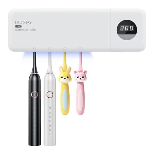 Hulmay Toothbrush Holder, UV Toothbrush Sanitizer and Holder with 4 Slots, Timer Function Toothbrush Organizer, Cordless toothbrush holders wall mounted, Toothbrush Holders for Bathrooms -White - Image 1
