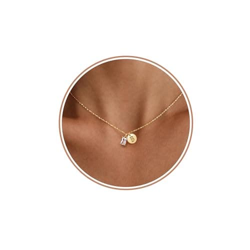 Easter Baskets Stuffers for Adults Birthday Gifts for Women, Initial Necklaces for Women Trendy April Birthstone Necklace Necklace with B Initial Dainty Crystal Jewelry - Image 1