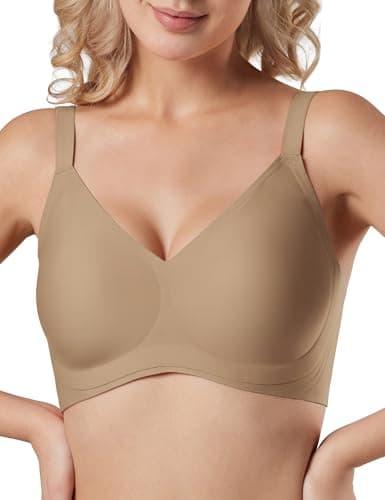 Tarbo Womens Seamless Push Up Bra Jelly Wireless T-Shirt Invisible Bras Comfort No Underwire Sleeping Back Smoothing Full Coverage Everyday Bra Dark Nude XL - Image 1