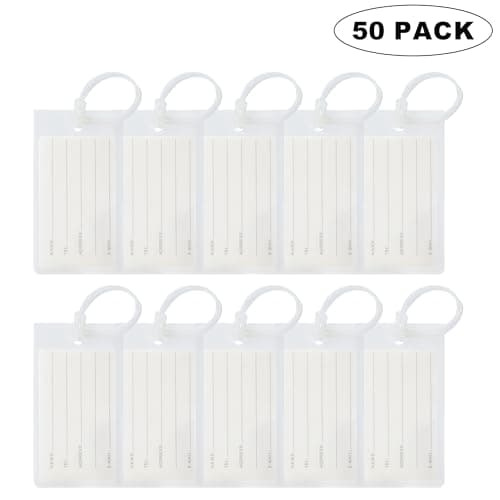 50 Pack Luggage Tags for Suitcases, Airplane Travel Essentials for Flying, International Travel Must Haves, and Luggage Accessories by Sodsay - Image 1
