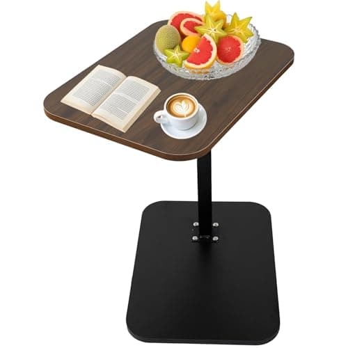 coddlecove TV Tray Side Table, Adjustable Couch Table and Sofa Table, Overbed Snack Tables Study TV Tray C Shaped End Table Food Snack Trays for Eating Small Spaces(15.7" W x 11.8" D, Walnut) - Image 1