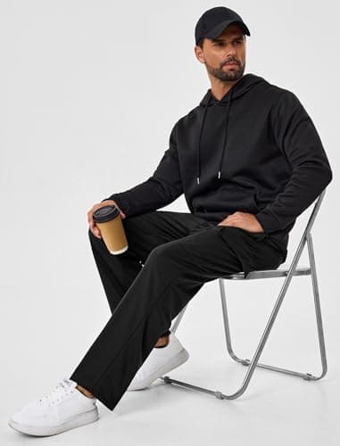 SILKWORLD Mens Sweatpants Cargo Pants Open Bottom Casual Athletic Lounge Joggers with Zipper Pockets, Black, Small - Thumbnail 5