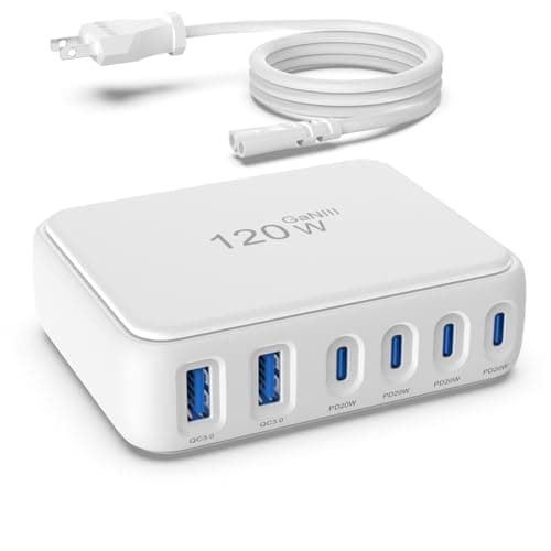 USB Fast Charging Hub, 120W GaN 6-Port USB C Power Strip with Independent Power Delivery—Desktop USB Charger Block Multiple Ports with No-Buzz Design, Compatible with iPhone/iPad/Samsung/Pixel - Image 1