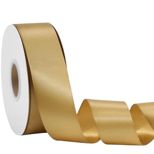 Gold Ribbon 1 1/2 Inch x 50 Yards – Double Faced Luxury Satin Ribbon for Holiday Gift Wrapping, Wedding, Party Bows & Crafts - Image 1