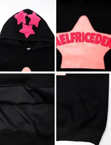 Aelfric Eden Graphic Hoodies for Men Y2K Printed Hoodie Sweatshirt Casual Oversized Long Sleeve Vintage Streetwear Hiphop Hooded Pullover Black XX-Small - Thumbnail 5