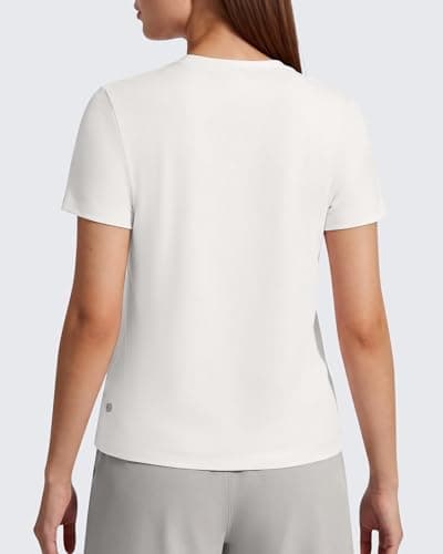 G4Free Shorts Sleeve Tops for Women Casual Workout Crew Neck Tee Shirts Relaxed Fit Soft Smooth Athletic Yoga Gym Tee Tops (Pure White,XXL) - Thumbnail 2