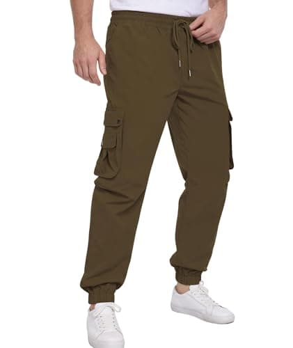 DISLANBO Men's Casual Pants Drawstring Hiking Pants Workout Tactical Joggers Sweatpants for Men ArmyGreen - Image 1