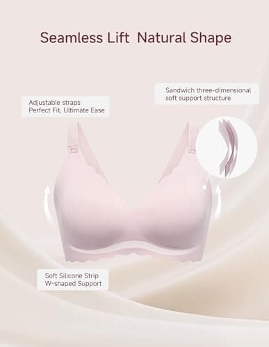 Nursing Bras Seamless Wireless Maternity Nursing Bra Soft Comfy Pregnancy Breastfeeding Sleep Bralette (Large Purple) - Thumbnail 2