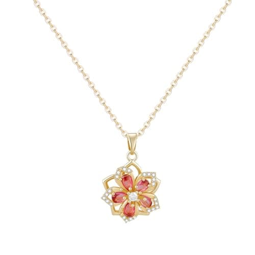 Sunflower Necklace for Women 18K Gold Plated Spinning Anxiety Pendant for anti-stress, You Are My Sunshine Fidget Rotatable Jewelry with 5A Cubic Zirconia Valentine’s Day Birthday Christmas Gifts for Wife Her (18K Gold Plated-Type4) - Image 1