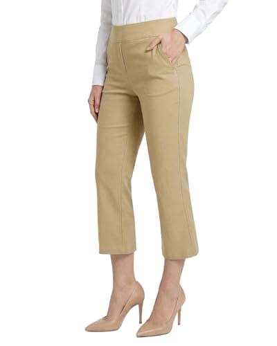 Stelle Women's Pull On Capri Pants with Pockets Business Work Casual Pants Dune Medium - Thumbnail 2