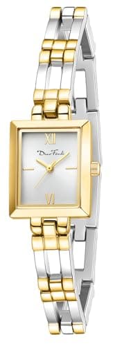 Diaofendi Small Gold Watches for Women Vintage Ladies Quartz Wrist Watches Stainless Steel Band Womens Gold Watch Luxury Bracelet Tools Included(Gold Silver)
