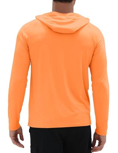 3rd hill Men's UPF 50+ Sun Hoodie UV Protection Long Sleeve Swimming Rash Guard SPF Quick Dry Fishing Hiking Shirt for Outdoor Sports Orange M - Thumbnail 2