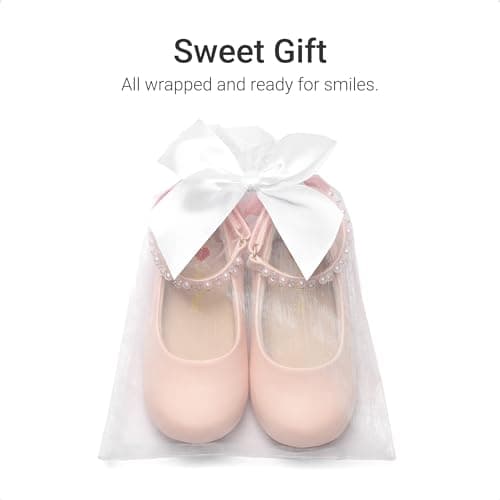 DREAM PAIRS Toddler Little Girls Dress Shoes Flower Girl Mary Jane Ballet Flat Shoes with Pearl Ankle Strap & Satin Bow for Wedding/Party,Size 13 Little Kid,Pink,SKFA26002K - Thumbnail 6