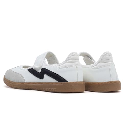 Foiola Womens Sneakers Casual Lightweight Tennis Shoes Slip on Footwear Women's Fashion Retro Sneakers for Dress Jeans Skirts White - Thumbnail 3