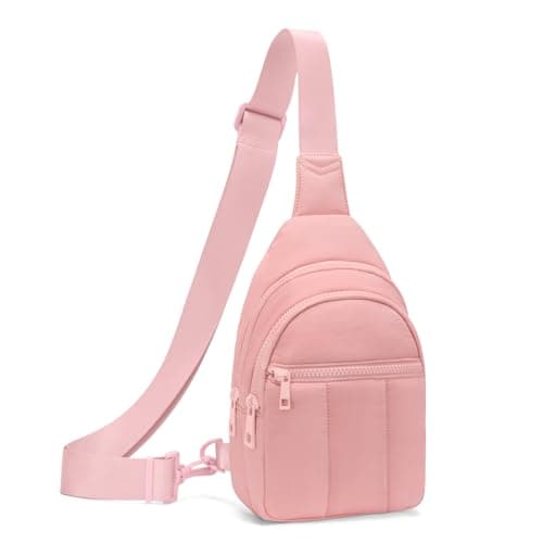 Viverte Quilted Puffer Crossbody Bags for Women Small Puffy Sling Bag Lightweight Cross Body Bubble Purse Shoulder Bag for Travel (Light Pink) - Image 1