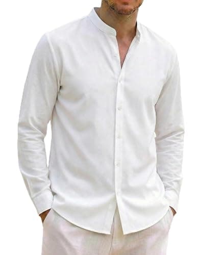 ZAFUL Mens Button Down Shirt Vacation Mens Button Up Shirts Button Up Travel Outfit White XL - Image 1