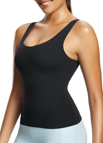 baleaf Freeleaf Longline Sports Bras for Women, Wirefree 3D Molded Cup Tank Tops, Medium Impact Yoga Workout Running Bra Black XS - Image 1