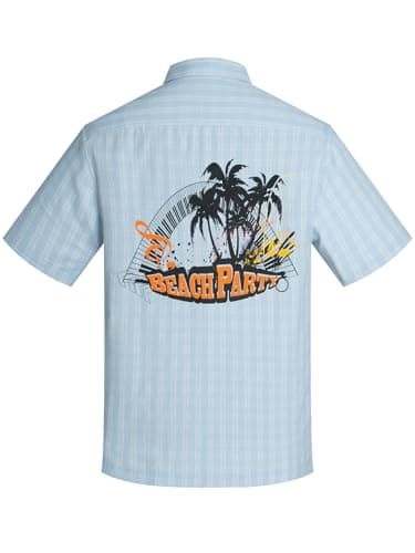 Havana Breeze Mens Hawaiian Shirt Short Sleeve Plaid Beach Shirts Casual Relaxed-Fit Print Camp Shirts Light Blue L - Thumbnail 4