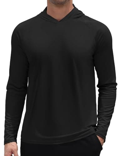 3rd hill Men's UPF 50+ Sun Hoodie UV Protection Long Sleeve Swimming Rash Guard SPF Quick Dry Fishing Hiking Shirt for Outdoor Sports Black XL - Image 1