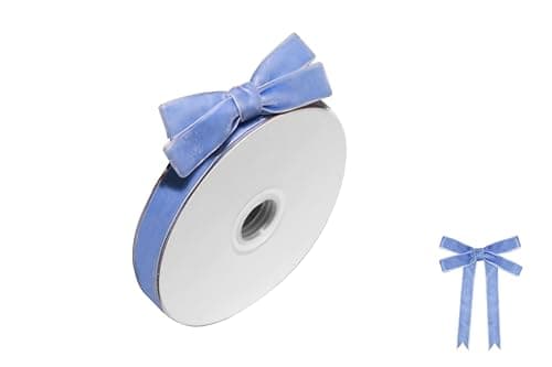 5/8'' Velvet Ribbon,Vintage Ribbon Gift Wrapping Christmas Decoration Bows Ornaments Crafts Wreaths Envelope Supplies-Continuous 10 Yards (Dusty Blue) - Image 1