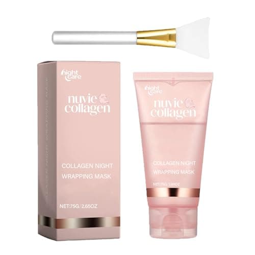 Collagen Mask,Collagen Night Wrapping Mask,Wrapping Mask Collagen Overnight Peel off Facial Mask,Elasticity & Hydration Care, Moisturizes & Brightens Skin, Includes Brush, 2.6 Fl.Oz (1pcs) - Image 1