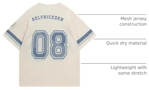 Aelfric Eden Jersey Shirts for Women Y2k Oversized V Neck Graphic Tees Football Number Streetwear T Shirt Tops Off White L - Thumbnail 4
