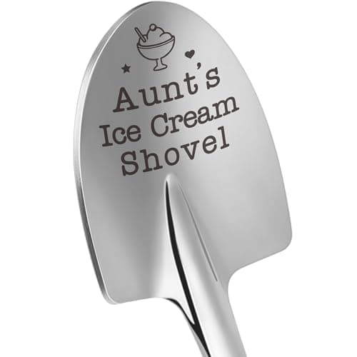 Funny Aunts Ice Cream Shovel Spoon for Best Aunt, Aunt Gifts from Niece Nephew, Christmas Birthday Gifts for Aunt White Elephant, Small Ice Cream Scoop for Aunt's Anniversary Mothers Day Valentines - Image 1