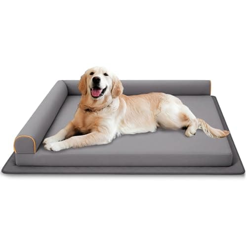 Chew-Proof Dog Bed Medium Size Dog Orthopedic Waterproof Pet Bed Memory Foam with Anti-Slip Mat Washable Dog Couch (Grey) - Image 1