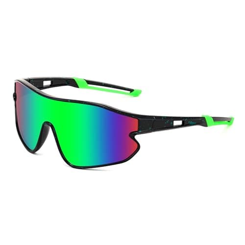 FEISEDY Unisex Youth Sunglasses, Teens Baseball Tennis Sunglasses, UV400 Sports Boys Girls Cycling Shades B4064 (Black Frame/Green Mirror) - Thumbnail 3