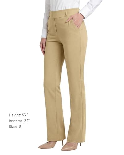 Stelle Women's Dress Pants Stretchy Bootcut Stretch Work Business Casual Office with Pockets Dune Medium - Thumbnail 5