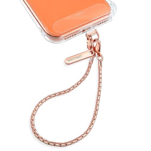 MOUTAKEY Phone Wrist Strap Metal Phone Chain Wristlet Strap Detachable iPhone Lanyard Wrist with 2 Tether Tabs iPhone Charm strap For Women girls Shopping Traveling Party Walking