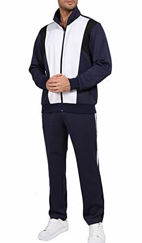 Sun Lorence Track Suits for Men Set 2 Piece Full Zip Sports Mens Sweatsuit Sets Jogging Suits Set Navy Blue Small - Image 1