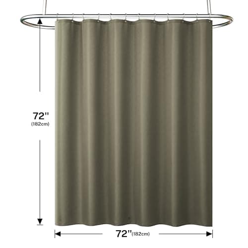 Lameirose 3 in 1 Shower Curtain Set, Khaki Shower Curtain and Liner Set with 12 Double Sided Shower Curtain Hooks, Cloth Shower Curtains for Bathroom,Waterproof, 72" W*72" H - Thumbnail 6
