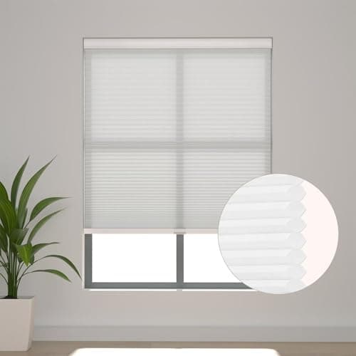 Changshade Cordless Cellular Shades Light Filtering Thermal Insulated 1.5 Inch Honeycomb Blinds for Indoow Windows Doors, Heat Sun Blocking Shade for Home House, Easy to Install, 31" Wx72 H, White