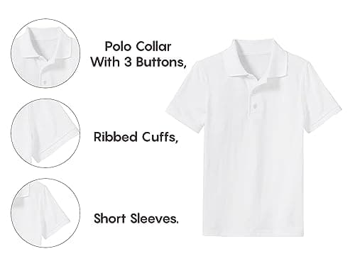 Galaxy by Harvic Polo Shirts for Boys 5-Pack Tagless School Uniform Shirts for Boys – Soft Comfortable Everyday Wear - Thumbnail 4