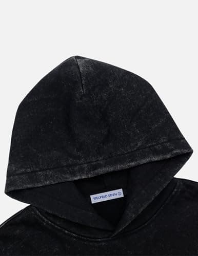 Aelfric Eden Graphic Hoodies Abstract Print Washed Hoodie Long Sleeve Acid Washed Hooded Sweatshirts Trendy Y2k Tops Black - Thumbnail 4